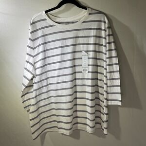 NWT Coral Bay Women's Plus Size 3X Stripped 3/4 Sleeve Top Black White